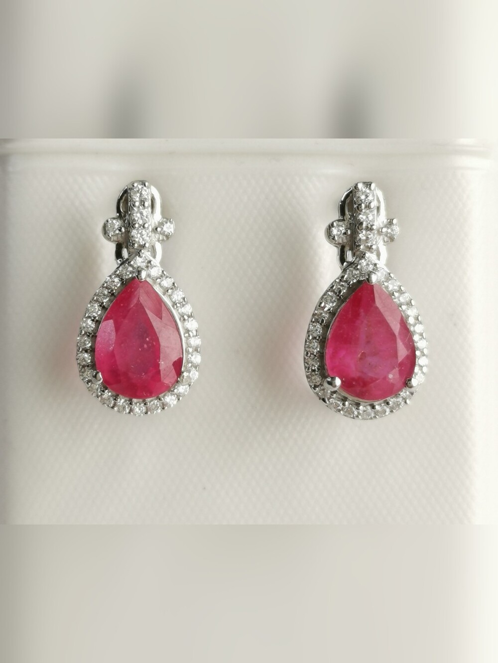 Natural Ruby gemstone stud earrings with CZ halo 🆕